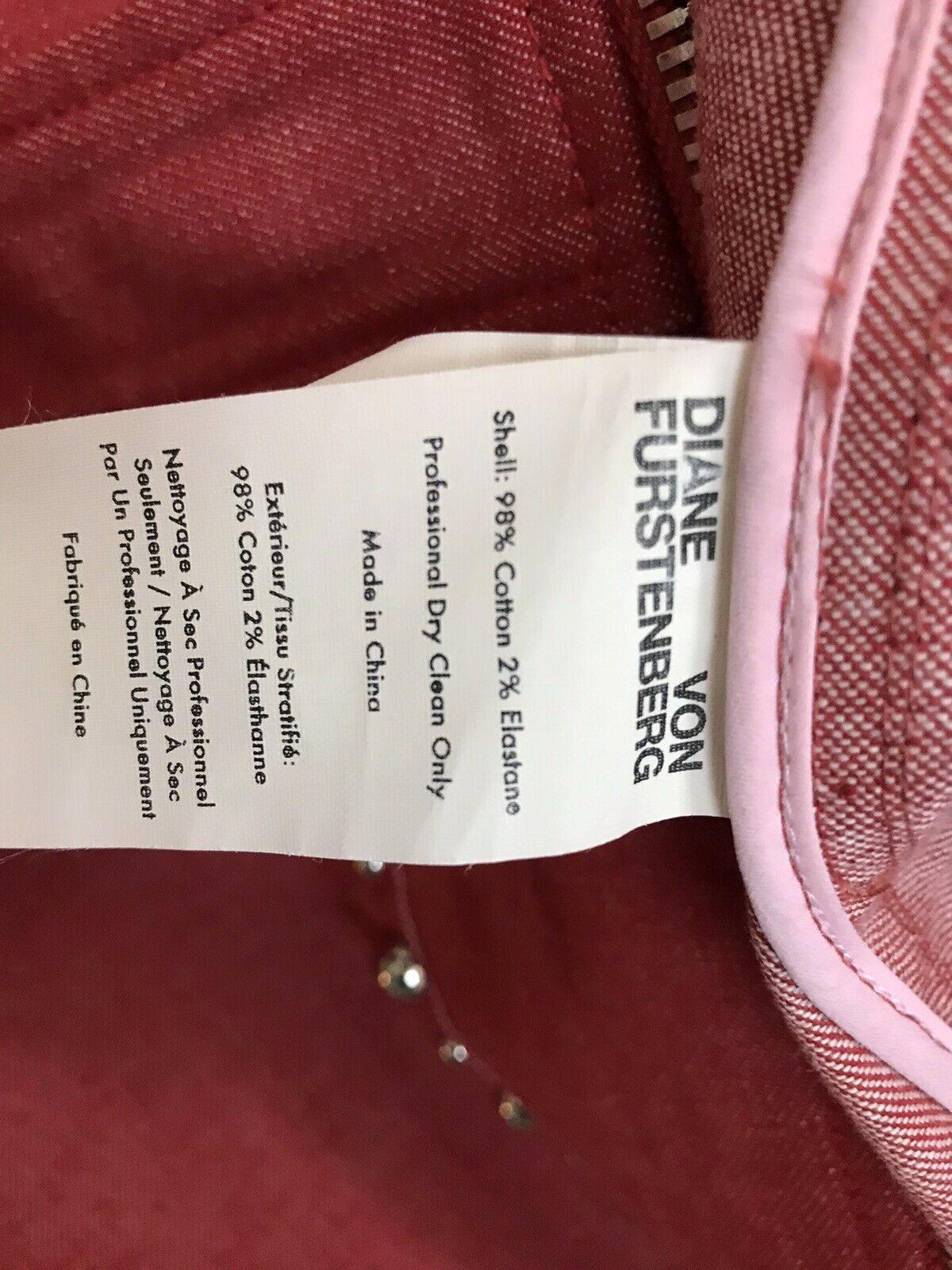 DIANE VON FURSTENBERG Red Denim Studded Dress sz 6