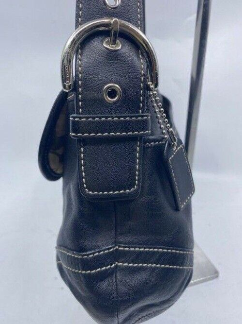 coach medium bag handbag black leather shoulder bag