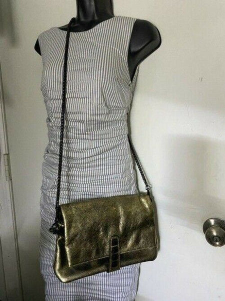 Nicole Miller Nwot Msrp Gold Leather Cross Body Bag
