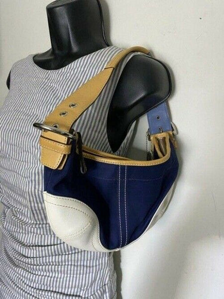 Coach Small Handbag Blue White Hobo Bag