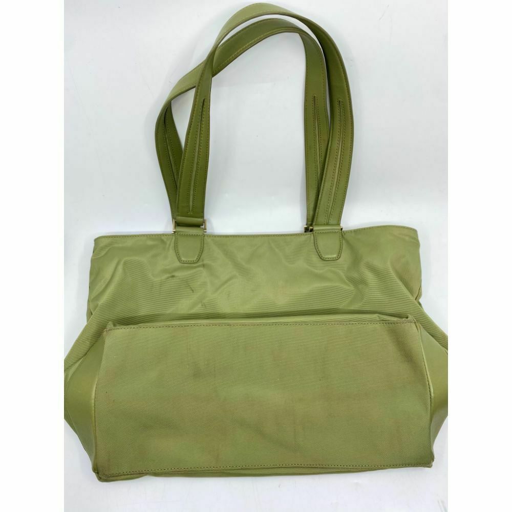 TUMI Green Nylon Tote Bag Large Size w/ Leather Trim Good Condition