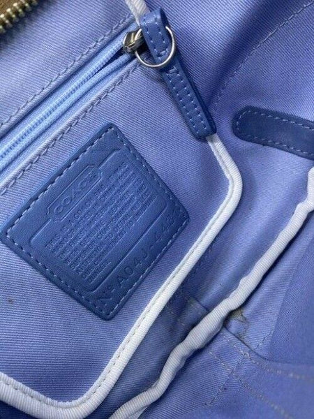 Coach Small Handbag Blue White Hobo Bag