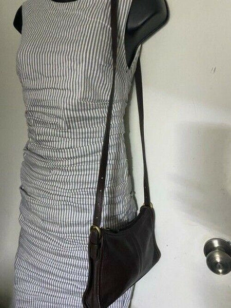 coach vintage small brown leather cross body bag