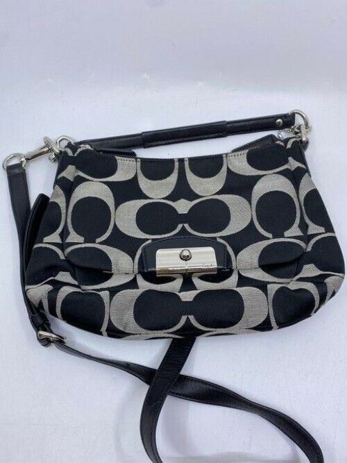 coach black white cross body bag