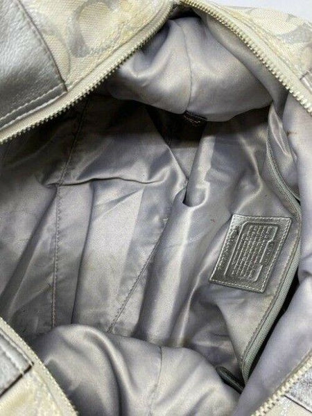 coach silver beige fabric shoulder bag