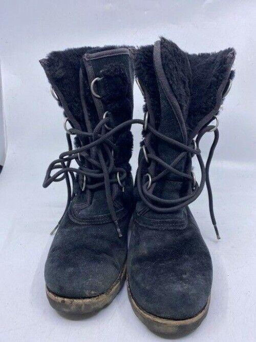 Ugg Australia Black Rugged Lace Up Bootsbooties Size Us