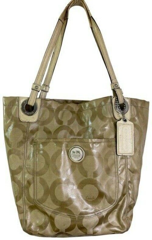 coach large tan fabric tote