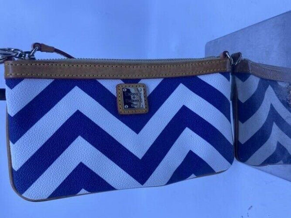 Dooney And Bourke And Stripped White Blue Wristlet