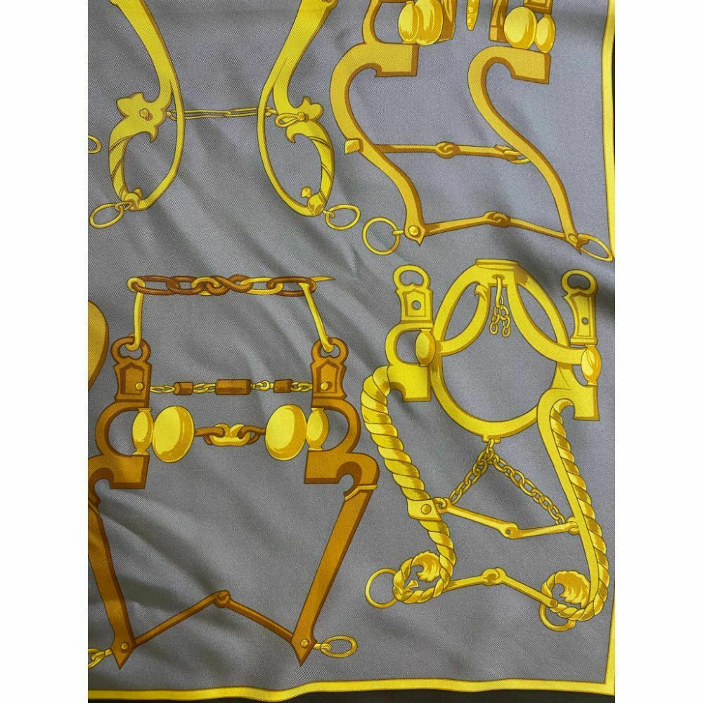 GUCCI Silk Scarf Gray Yellow Brown Msrp 550