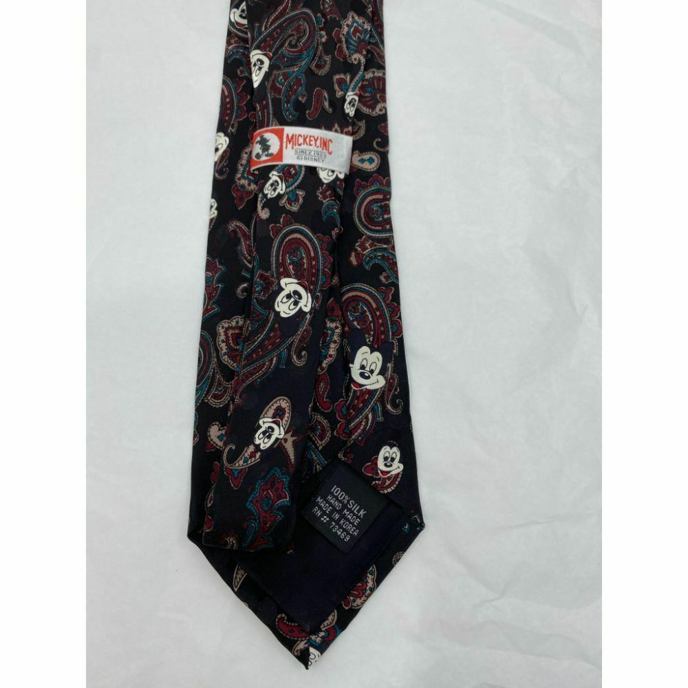 New! MICKEY MOUSE Disney Neck Tie Black Red White 100% Silk Handmade