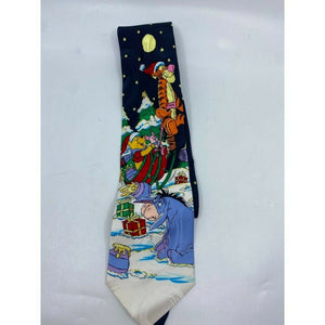 New! Winnie The Pooh Blue White Red Green Christmas Theme Neck Tie Msrp 35