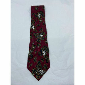 MICKEY MOUSE Disney Neck Tie Red Black Hand Made 100% Silk