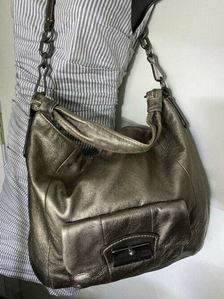 Coach xl shoulder gold leather cross body bag