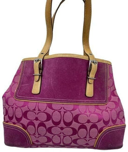 Coach Shoulder Bag Medium Msrp Purple Jacquard Fabric Tote
