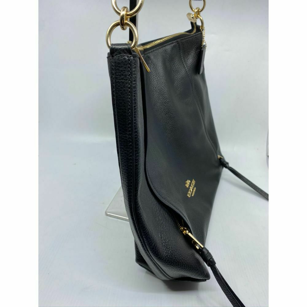 Coach Black Leather Classic Tote Bag Multiple Compartments