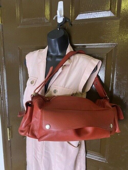 Furla Vintage Tubular Red Leather Shoulder Bag