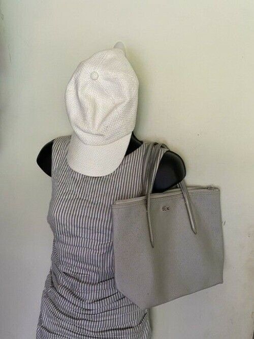 Lacoste Rare Alligator White Canvas Shoulder Bag