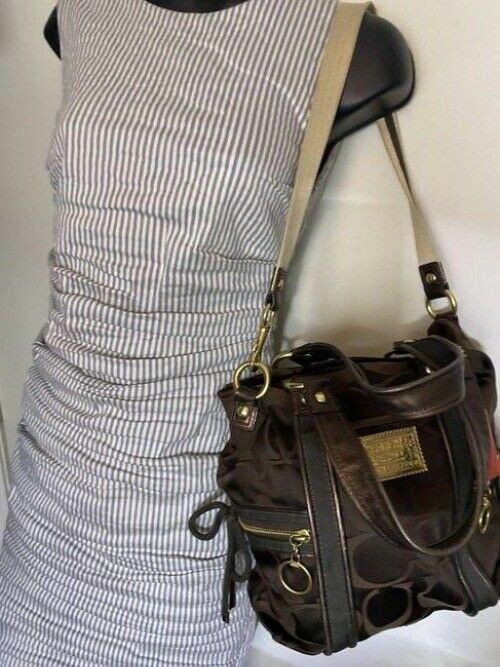 coach msrp brown fabric cross body bag