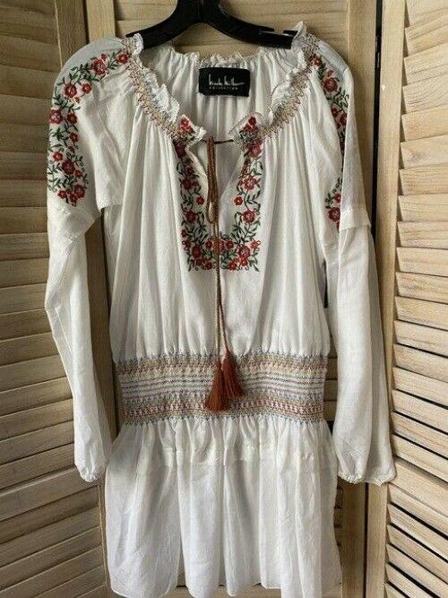 Nicole Miller white new embroidery msrp short formal dress