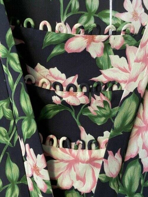 Nicole Miller Black Green Pink New Floral Msrp Short Casual Dress