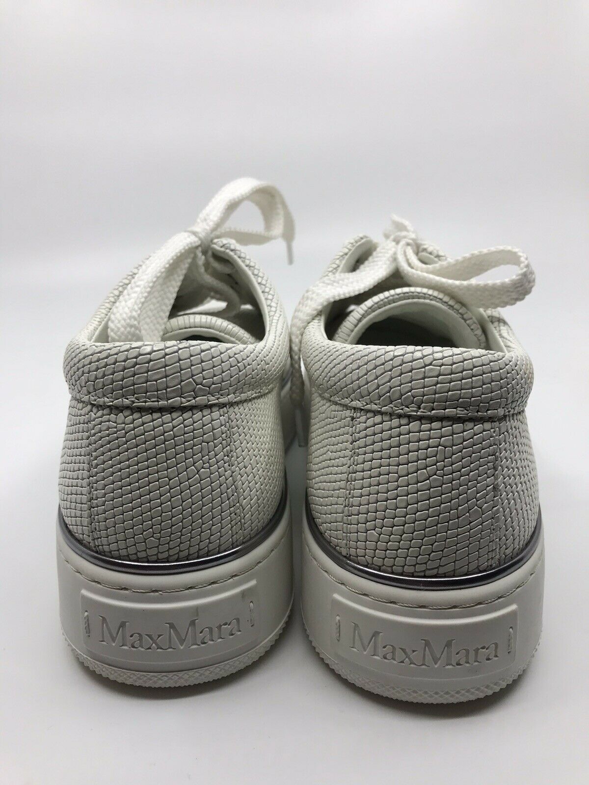 MAX MARA White Python  Leather Sneakers Sz 6.5