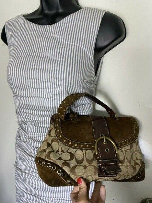 Coach Small Handbag Brown Beige Hobo Bag