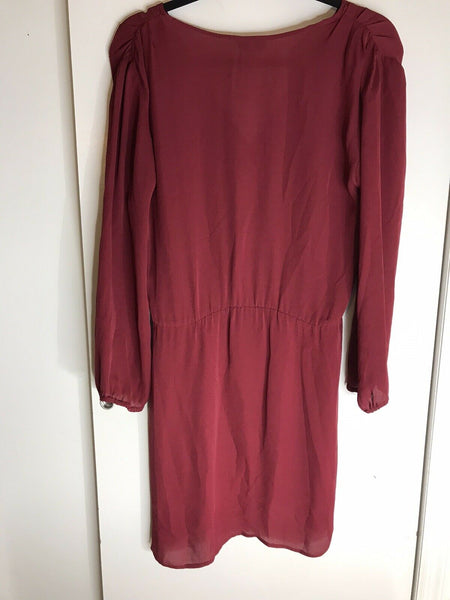 Joie  Burgundy Silk Dress Size Small