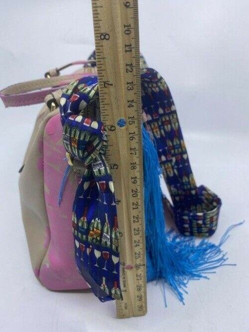 Coach w hand shoulder customized by me w applique street pink tan shoulder bag