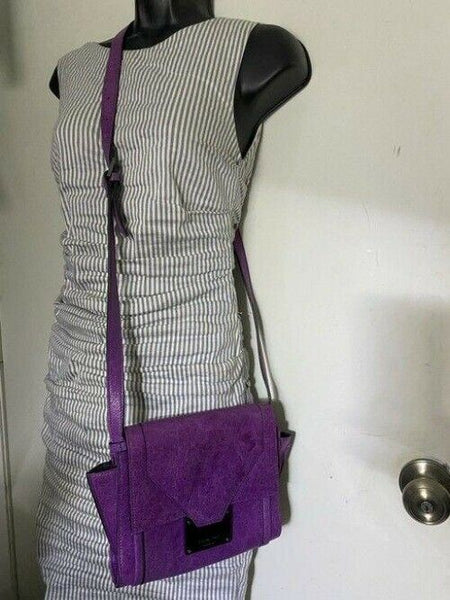 Nicole Miller Nwot Msrp Purple Leather Cross Body Bag