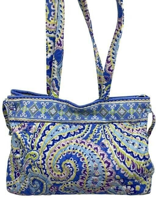 Vera Bradley Large Quilted Blue Purple Yellow White Shoulder Bag