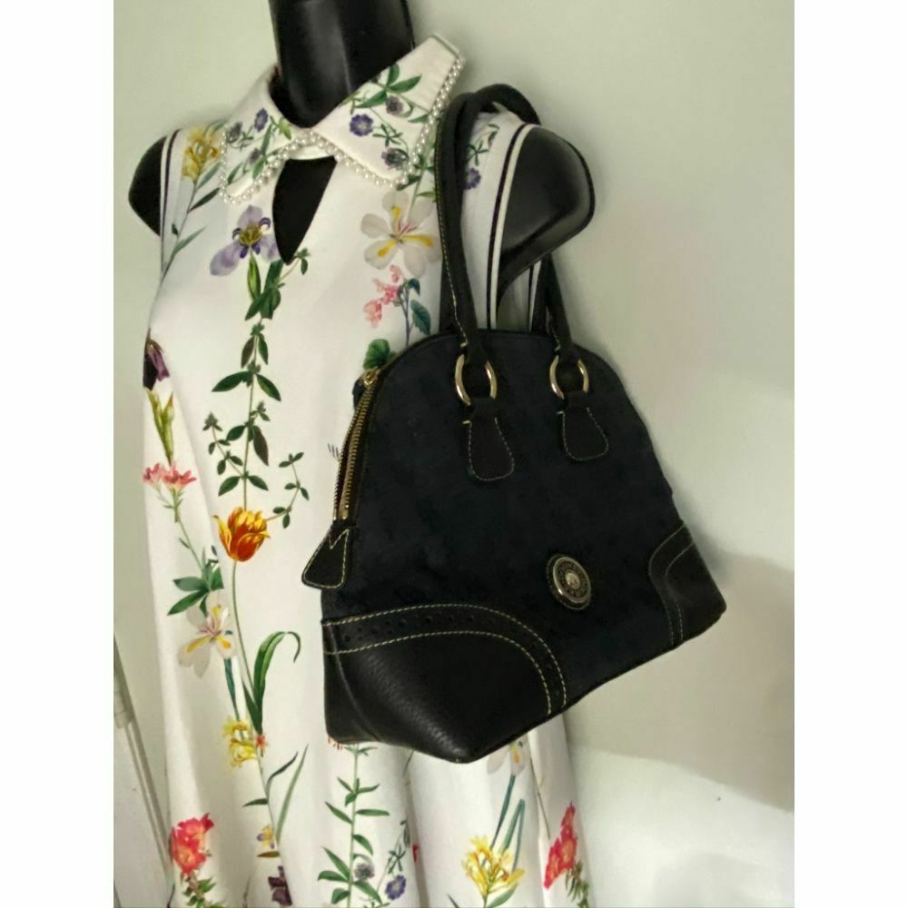 Dooney & Bourke Over Signature Fabric Size M Gray Black Shoulder Bag