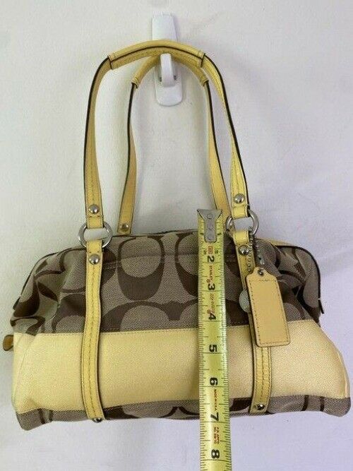 coach bag yellow brown fabric tote
