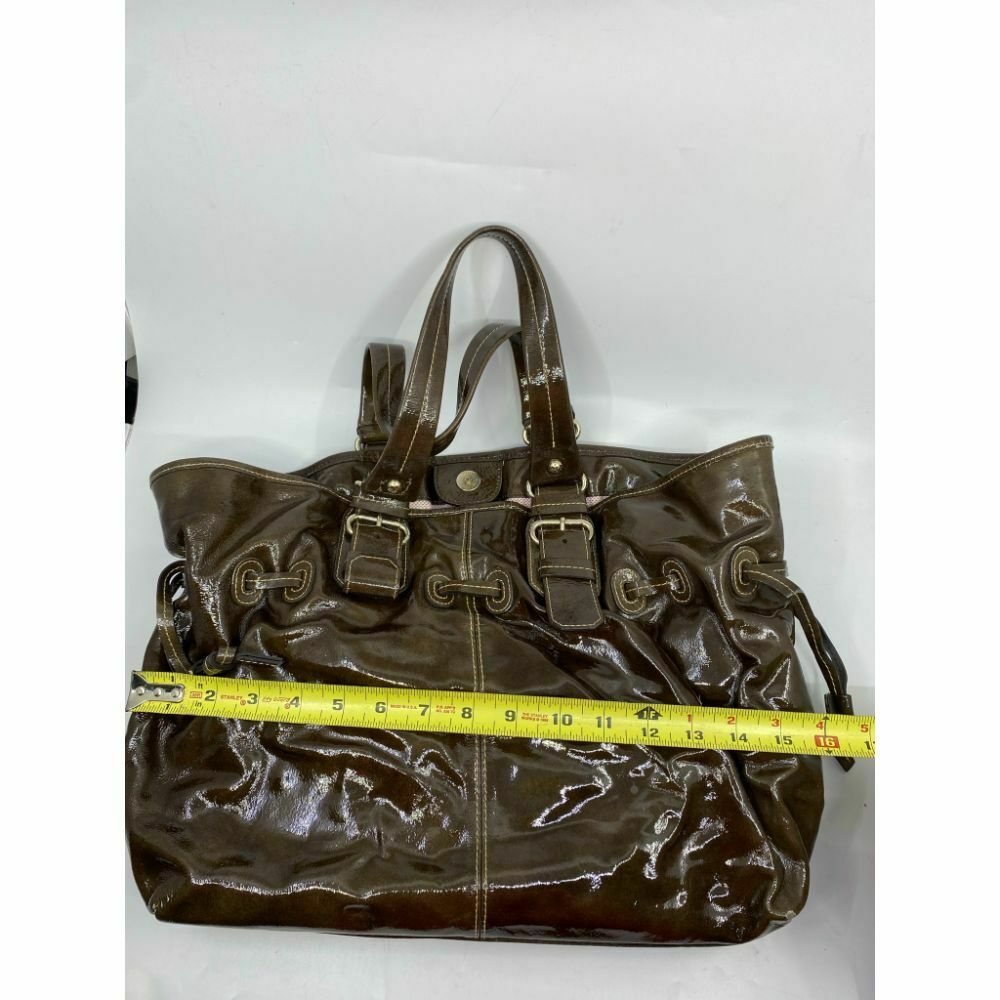 DOONEY & BOURKE Brown Large Leather Patent Tote Bag