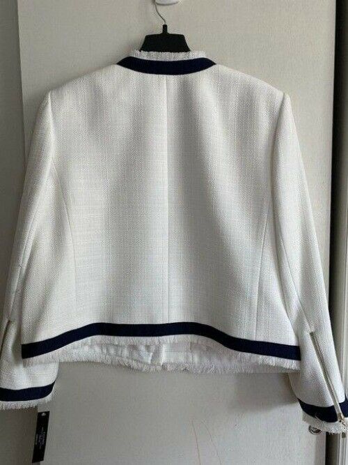 elie tahari white navy w fray msrp activewear outerwear