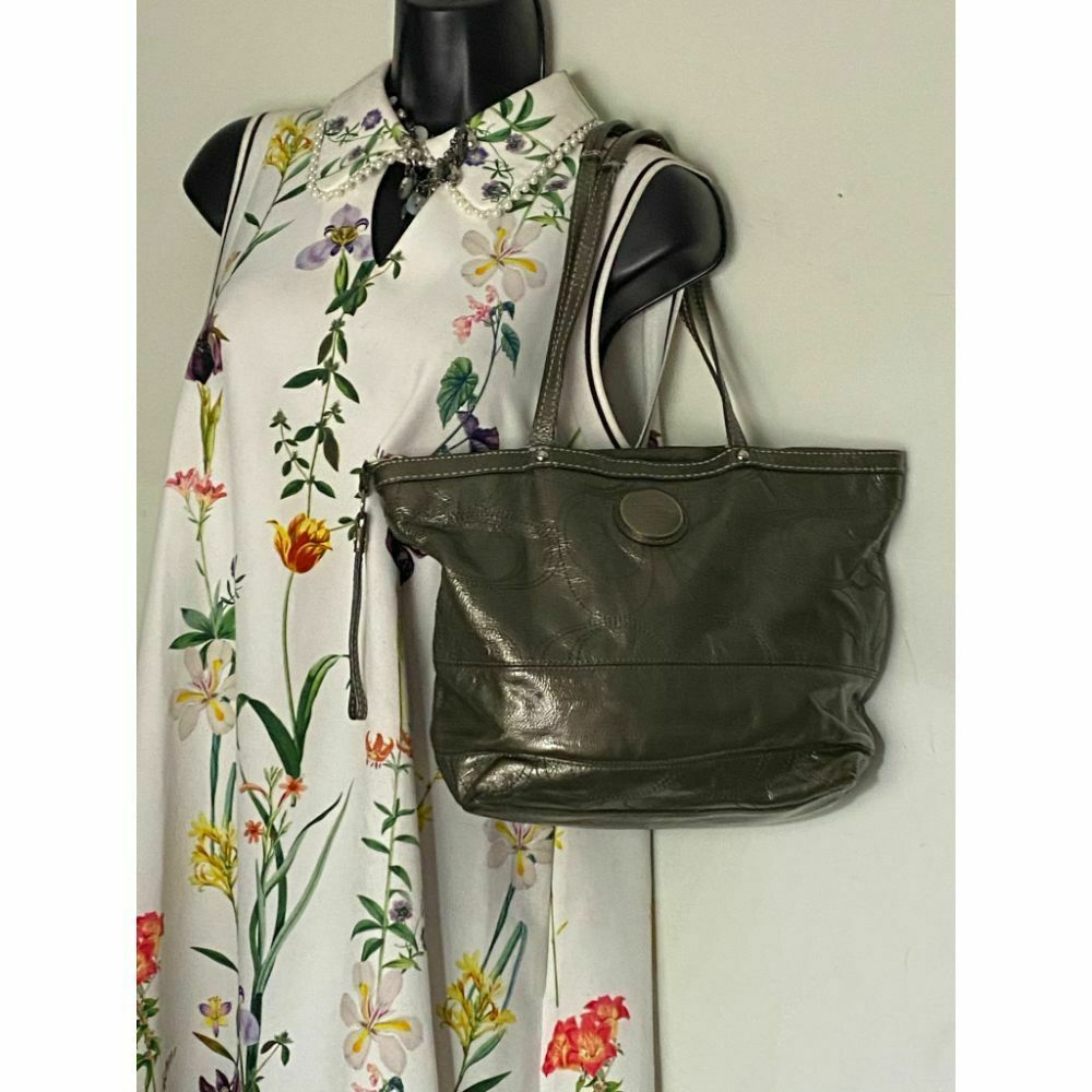 COACH Large Patent Leather Silver Gold Shoulder Bag