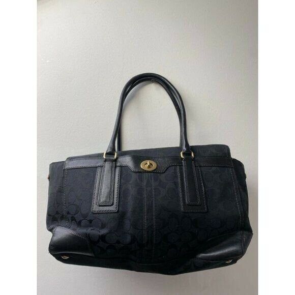COACH Large Black Jacquard Fabric Tote Bag