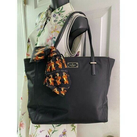 KATE Spade Black Large Nylon Tote Bag w/Tie Accent