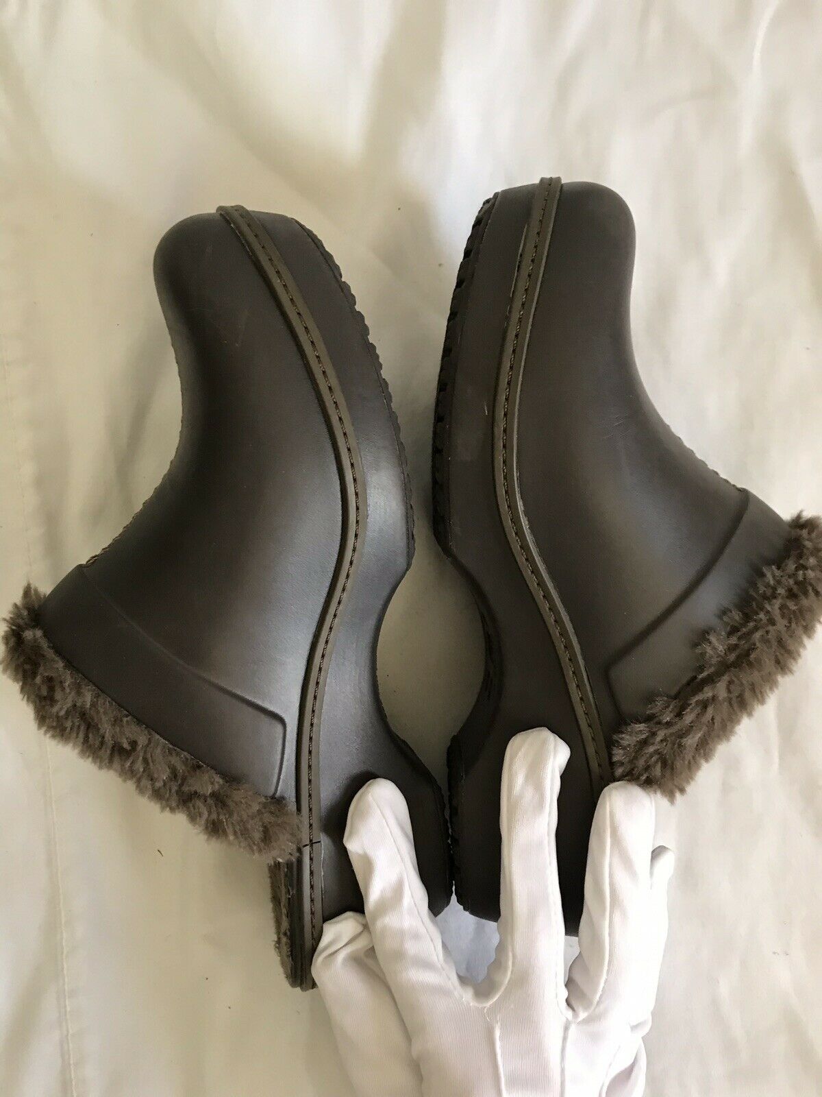 CROCS Brown Faux Fur Lined Clogs