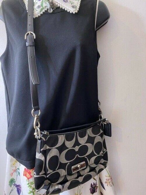 coach black white cross body bag