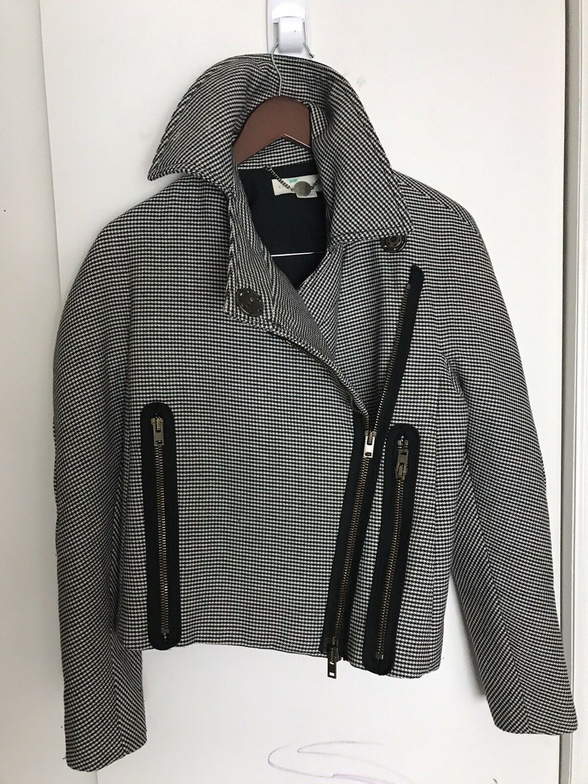 STELLA McCartney Houndstooth Bomber Jacket US Sz Small