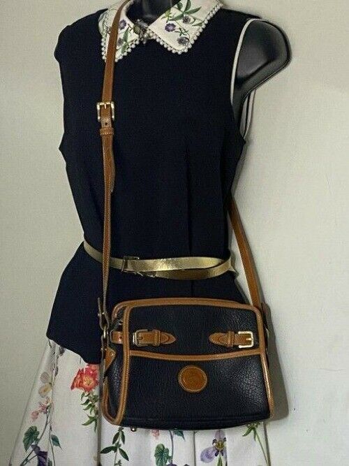 dooney and bourke vintage classic brown black leather cross body bag