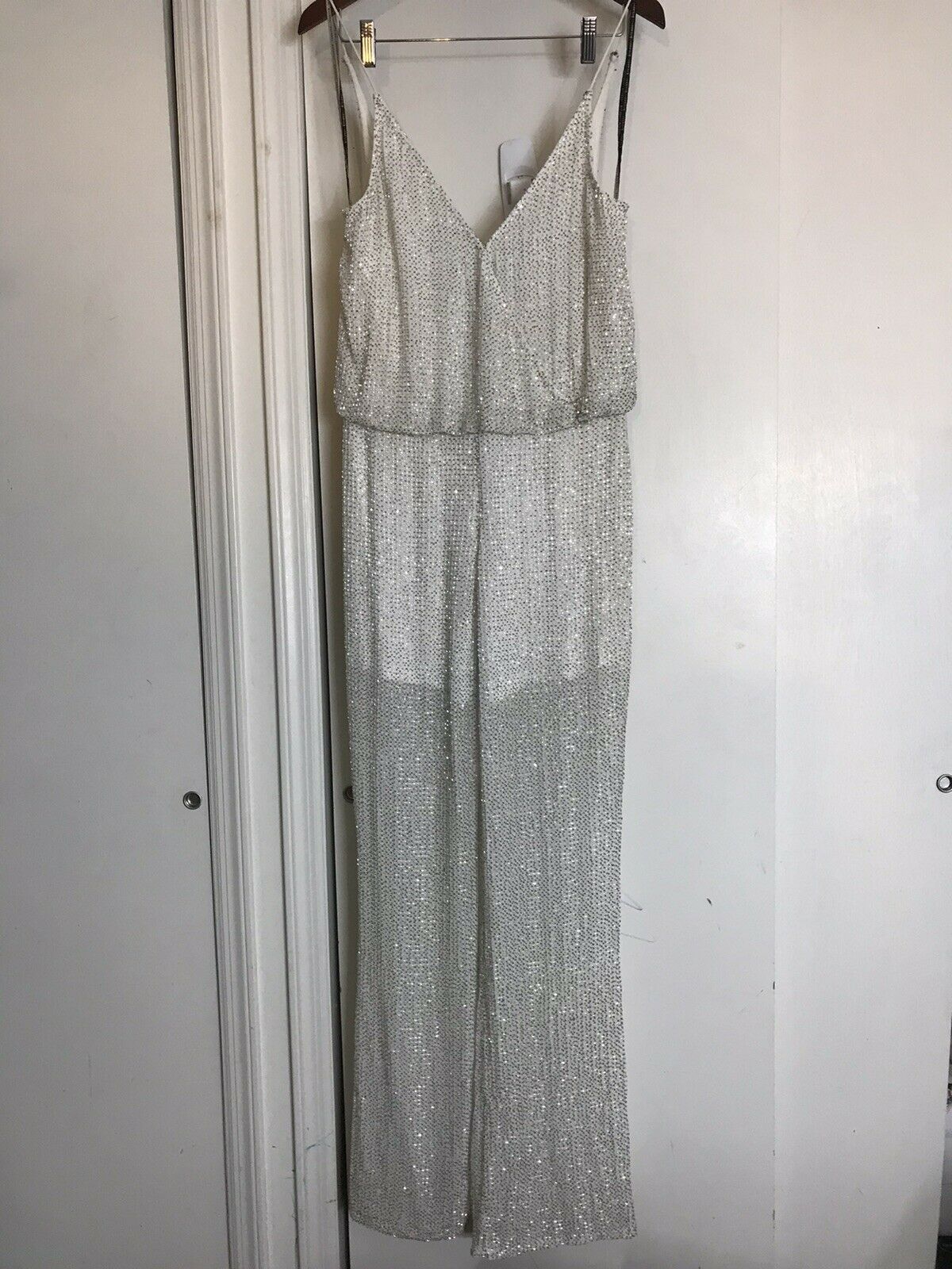 ROSA CHA White Fully Beaded Jumpsuit size 2
