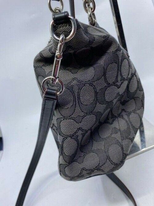 coach medium size black gray jacquard fabric cross body bag
