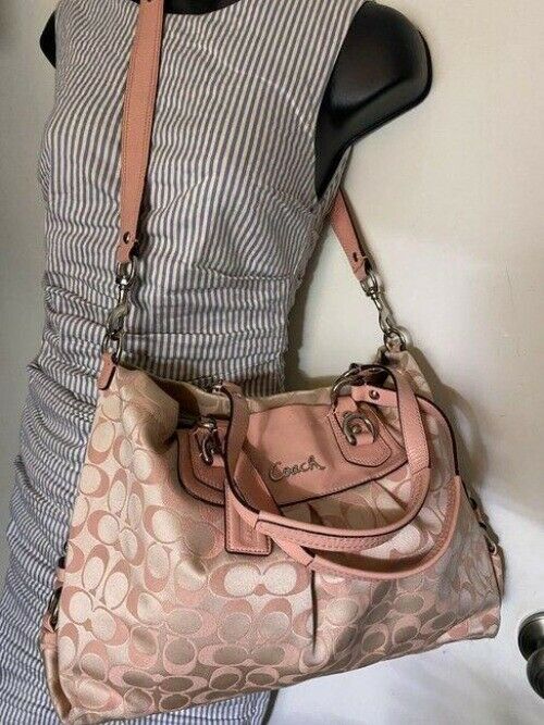 coach msrp pink silver fabric cross body bag