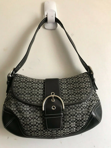 Coach Black Fabric Signature hand bag