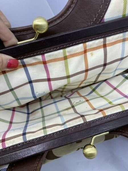 Coach Shoulder Bag Medium Msrp Tan Brown Jacquard Fabric Tote