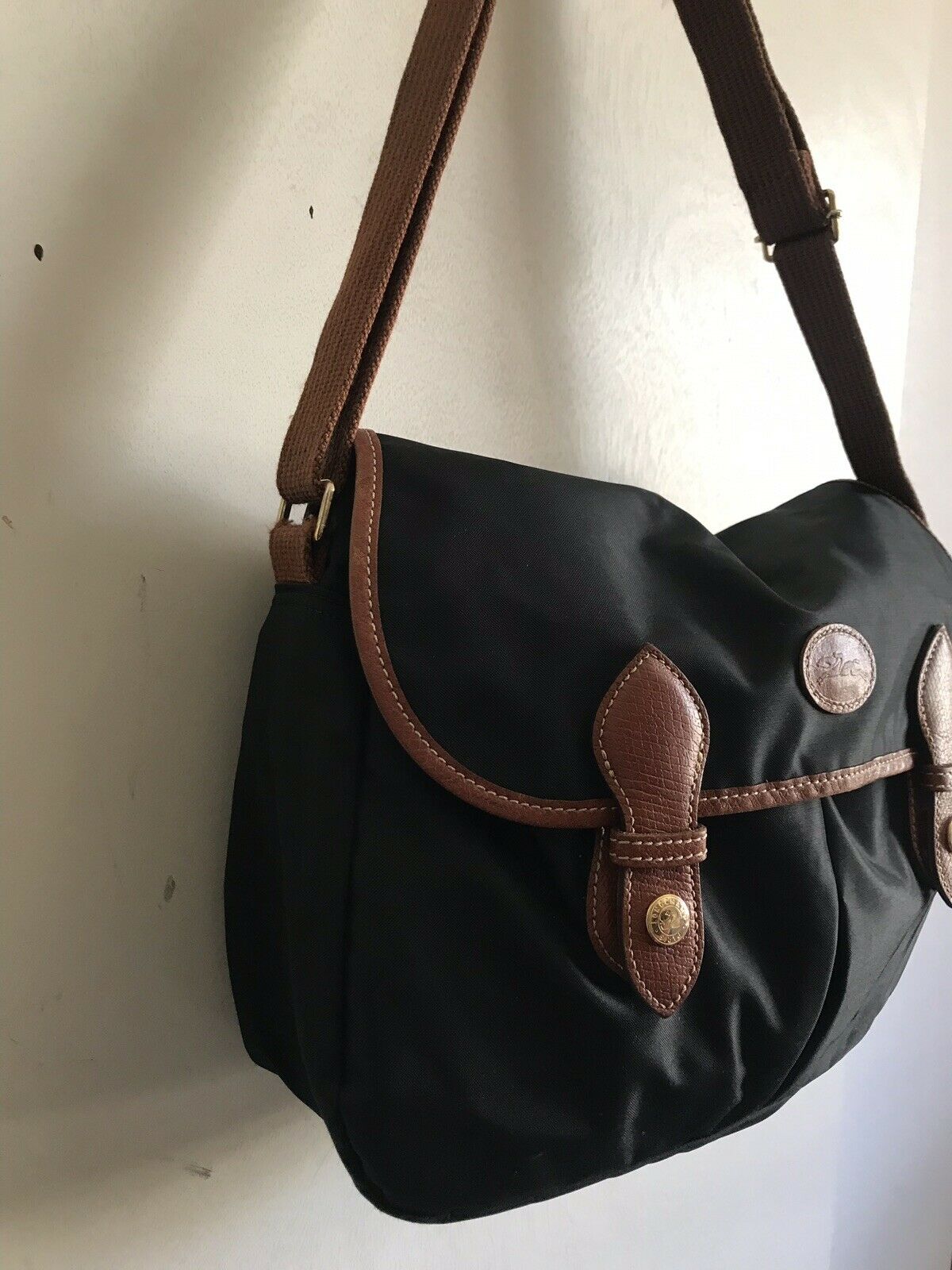 LONGCHAMP Medium Black Nylon Crossbody Bag