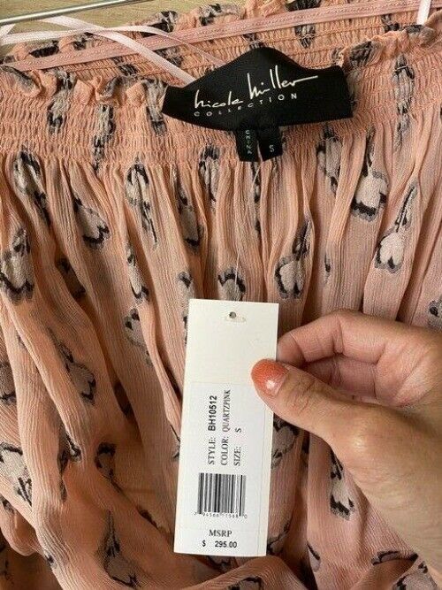 Nicole Miller quartz pink off shoulder msrp small blouse