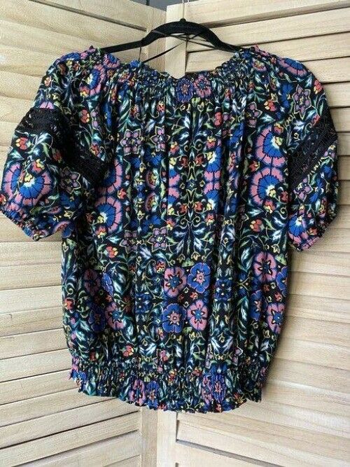 Nicole Miller Black Blue Green Small Msrp Blouse