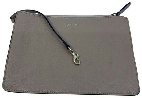 Calvin Klein Clip On Tan Faux Leather Clutch